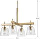 Saffert Collection Four-Light Vintage Brass Clear Glass Chandelier Light