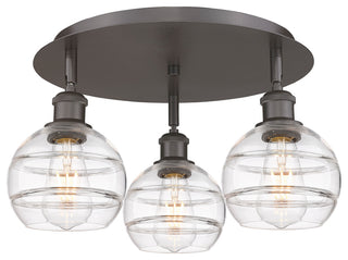 Ballston-Rochester 3-Light 18" Flush Mount, Oil Rubbed Bronze, Clear