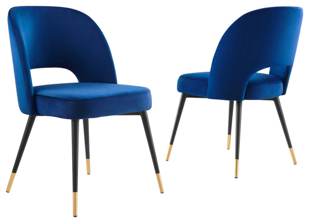 Rouse Performance Velvet Dining Side Chairs, Set of 2 Navy