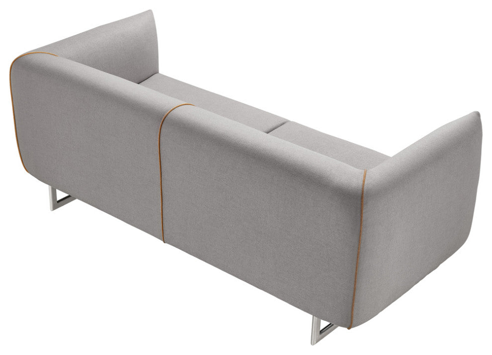 29" Grey and Yellow Fabric Foam Metal and Wood Sofa Set