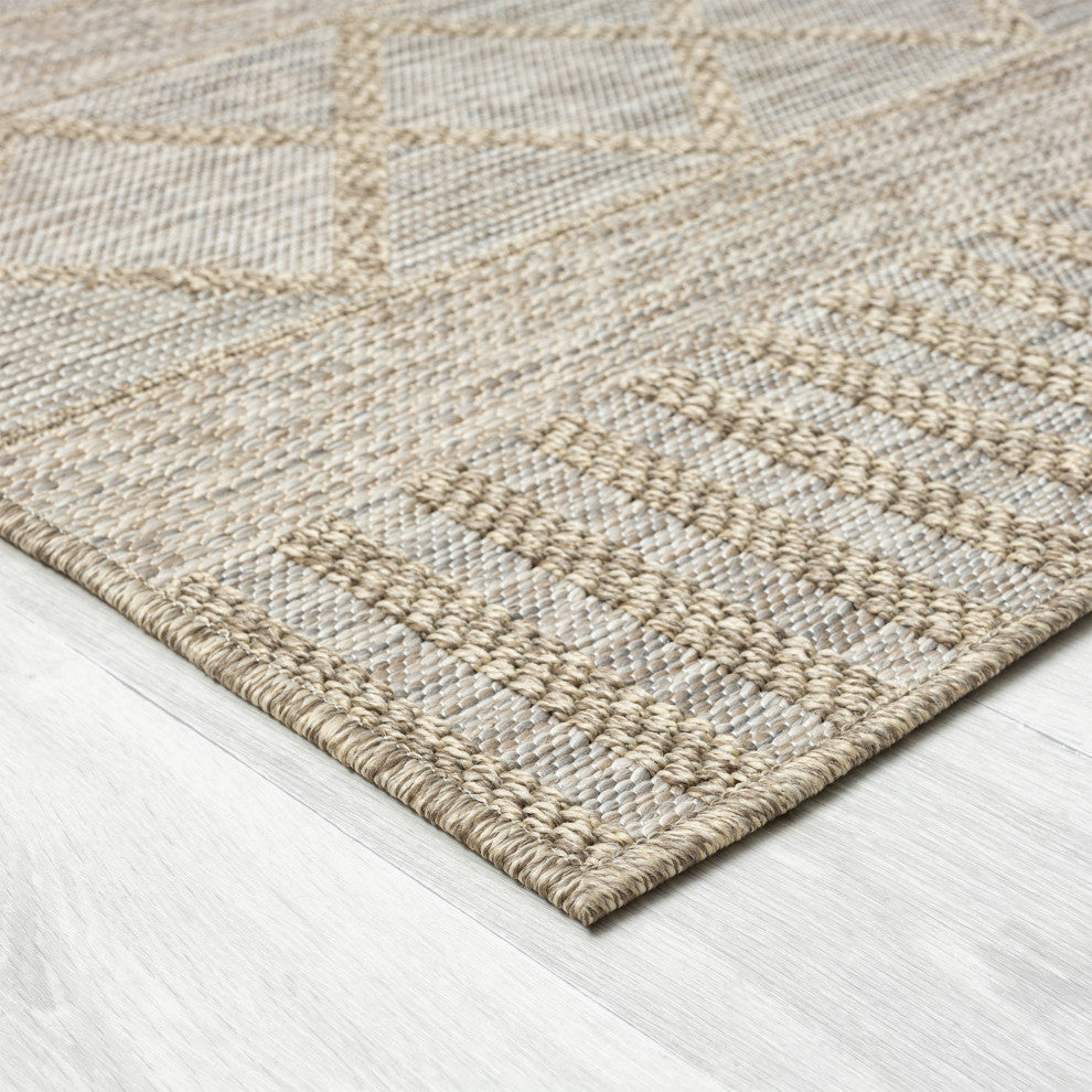 Paolo Contemporary Diamond Brown Indoor Outdoor Area Rug, 5' x 7'