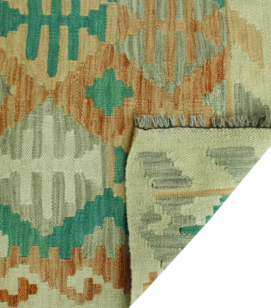 Sun Faded Kilim Farzaneh Ivory/Rust Runner, 2'7x9'8