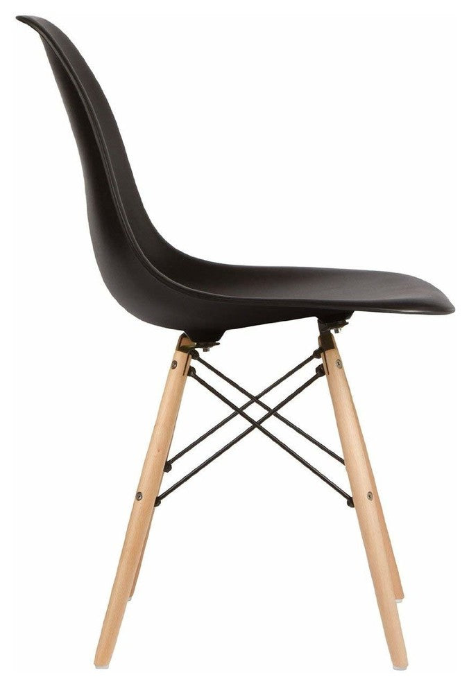 Nicer Furniture Side Chair with Natural Wood Legs Set of 4 (Black)