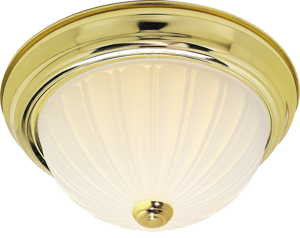 2 Light 13" Flush Mount Frosted Melon Glass