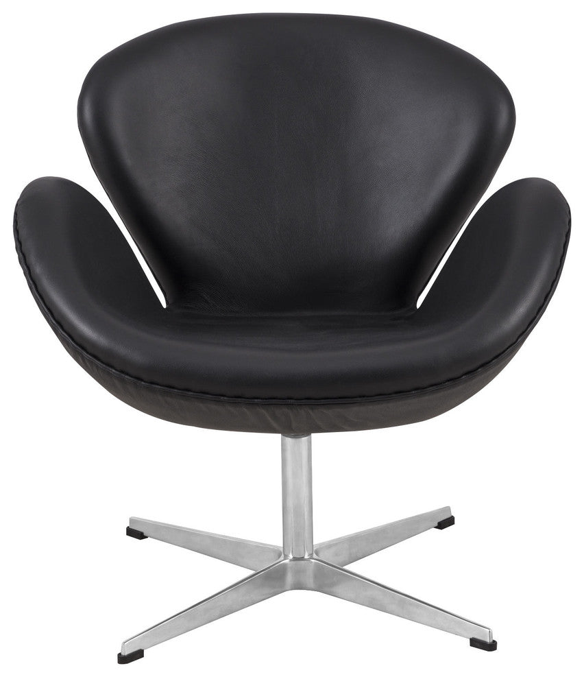 Bow Lounge Chair, Black Leather
