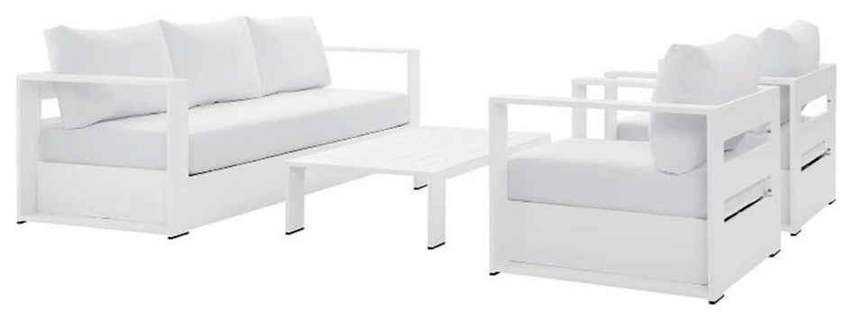 Tahoe Outdoor Patio Powder-Coated Aluminum 4-Piece Set, White White