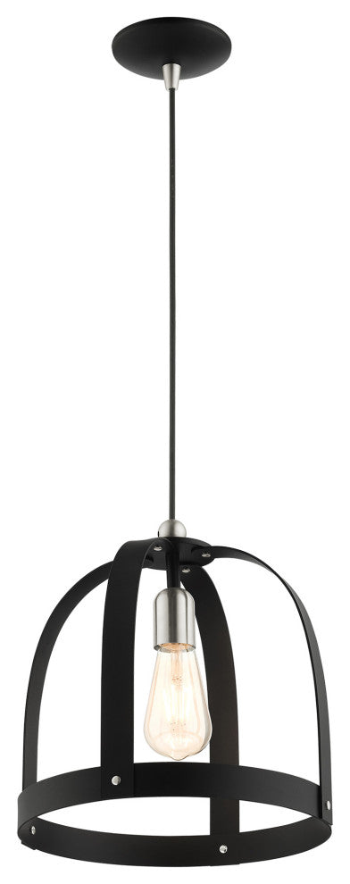 Textured Black Mid Century Modern, Industrial, Vintage, Rustic Pendant