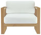 Upland Outdoor Patio Teak Armchair, Natural White