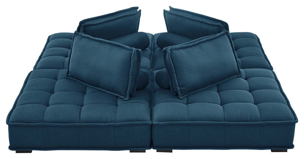 Modular Deep Tufted Sectional Sofa Set, Azure Navy Blue, Modern, Lounge