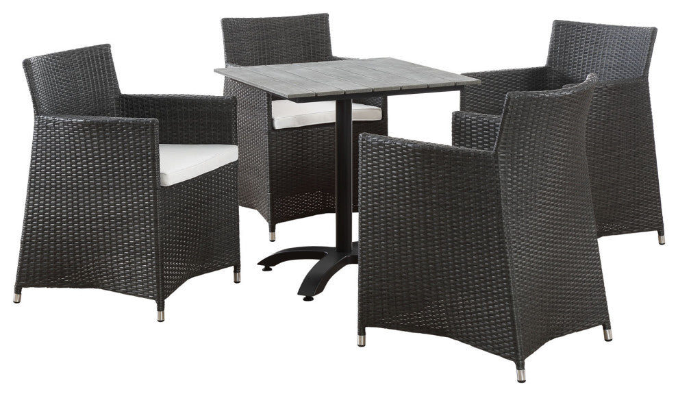 Brown White Junction 5 Piece Outdoor Patio Dining Set