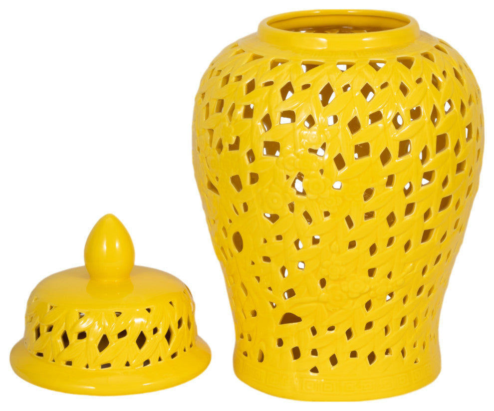 Pierced Yellow Temple Jar 24"