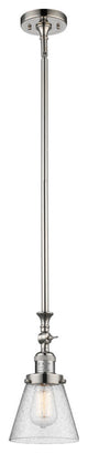 1-Light Small Cone 6" Pendant, Polished Nickel, Glass: Seedy
