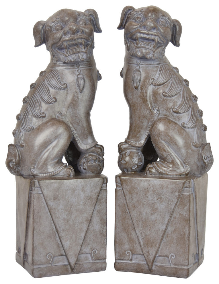 Plutus Brands Dog Book Ends, White Resin