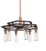 Salinda 6-Light Chandelier, Espresso & Brass/Clear Bubble
