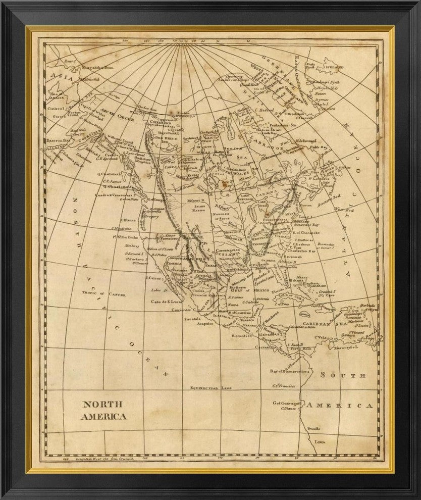 "North America, 1812" Framed Canvas Giclee by Aaron Arrowsmith, 29x34"