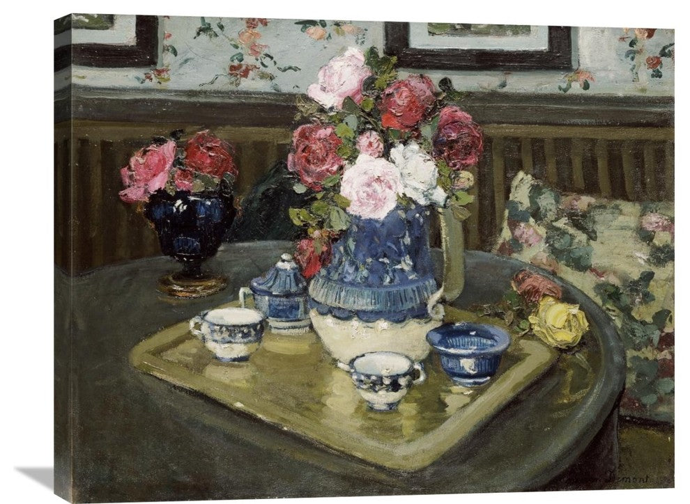 "Roses On a Table" Stretched Canvas Giclee by Adrian Demout, 30"x24"