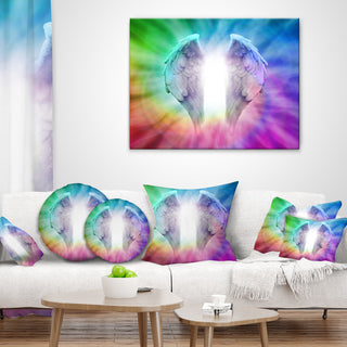 Angel Wings On Rainbow Background Abstract Throw Pillow, 18"x18"
