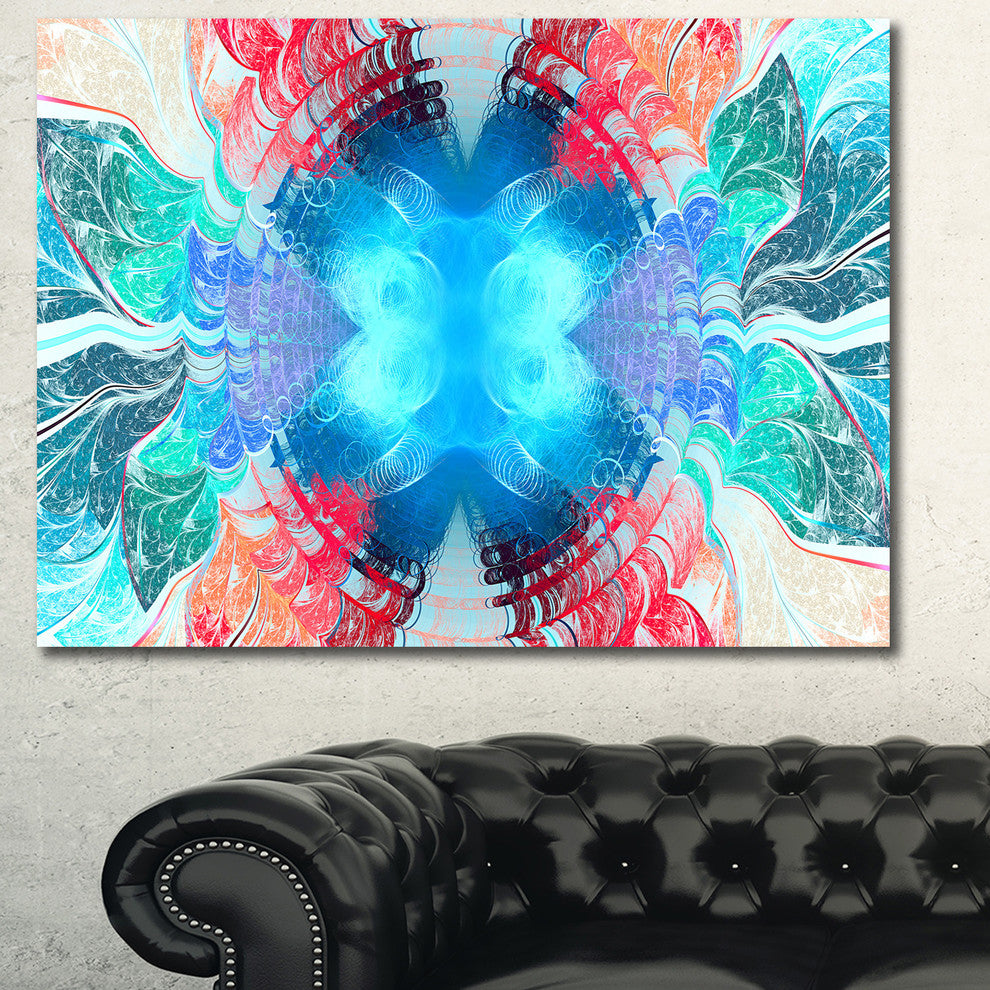 Extraordinary Fractal Blue Texture, Oversized Abstract Canvas Art Print, 60x40