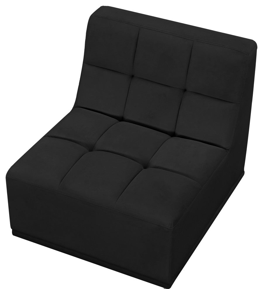 Relax Velvet Upholstered Armless Chair, Black