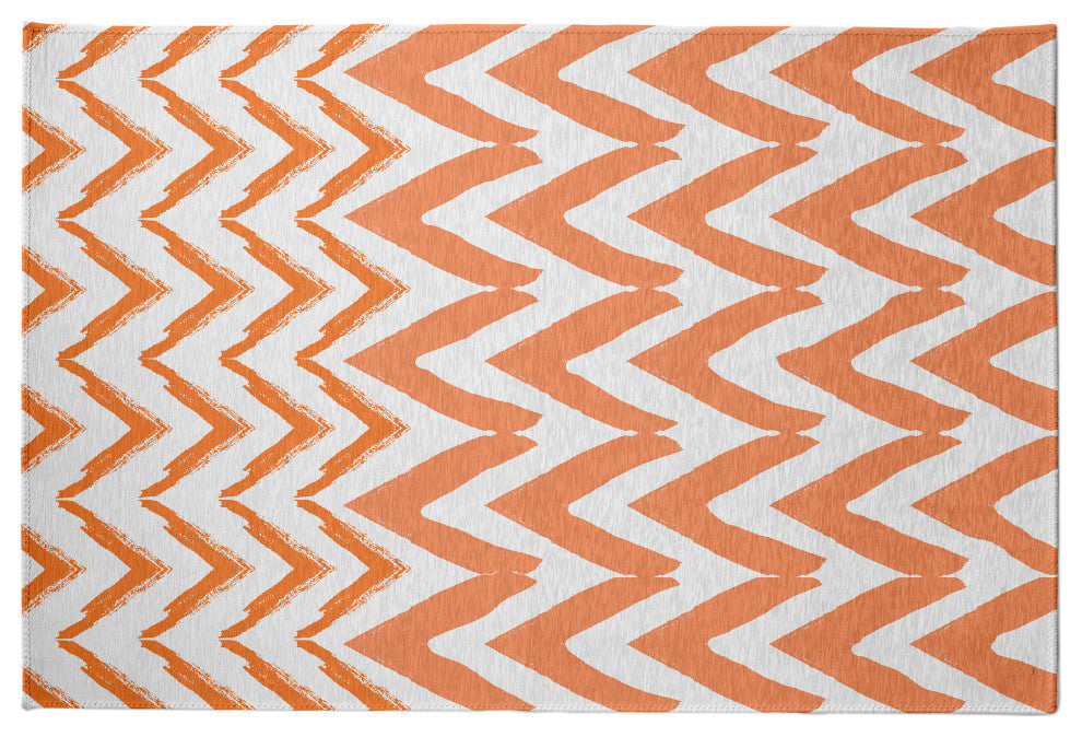 Jagged Graffiti Rug, Orange, 3'x5'