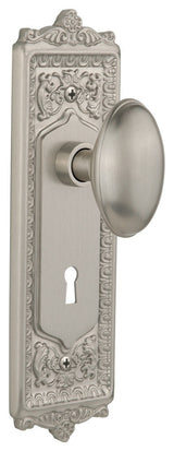 Egg and Dart Plate Passage Homestead Knob, Satin Nickel