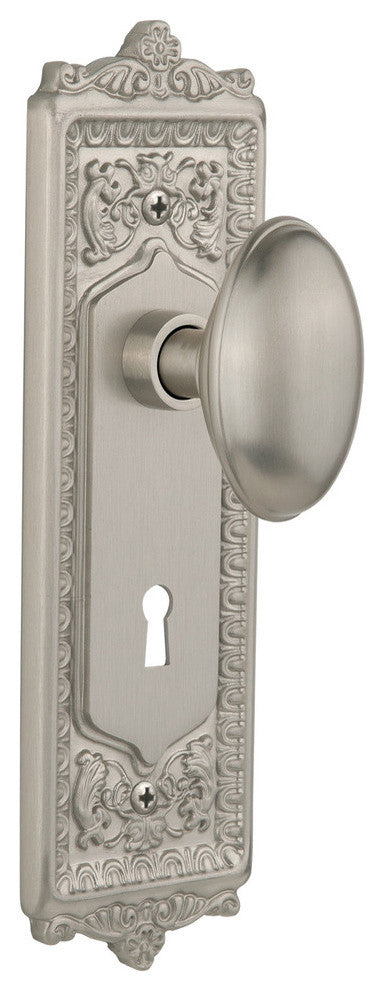 Egg and Dart Plate Passage Homestead Knob, Satin Nickel