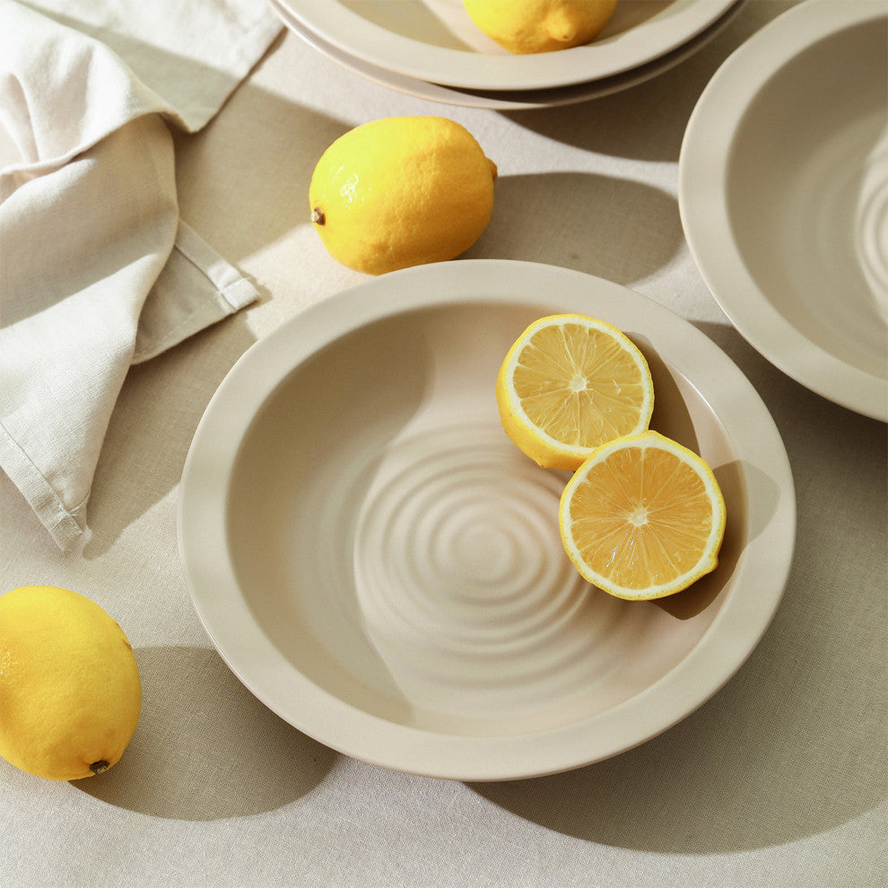 Stone Lain Orbit Stoneware Pasta Bowl Set of 4, Beige