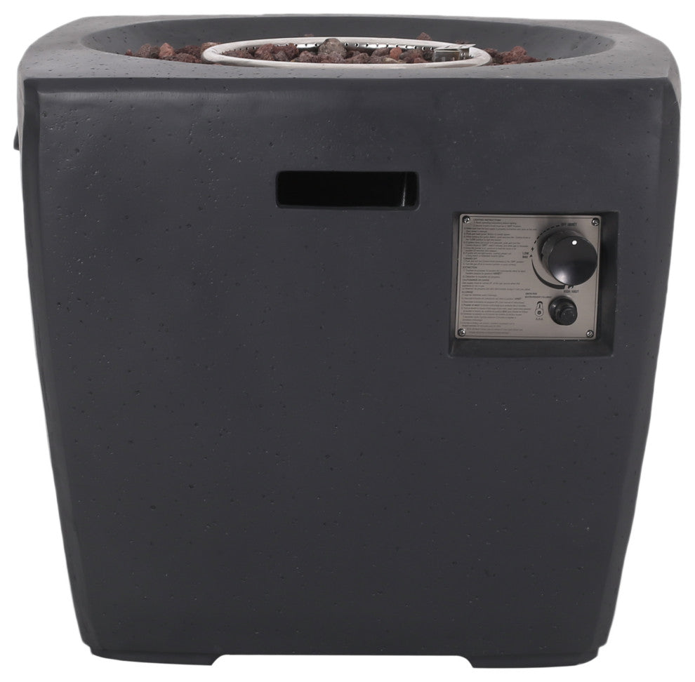 Andreson Outdoor 40,000 BTU Lightweight Concrete Square Fire Pit, Dark Gray