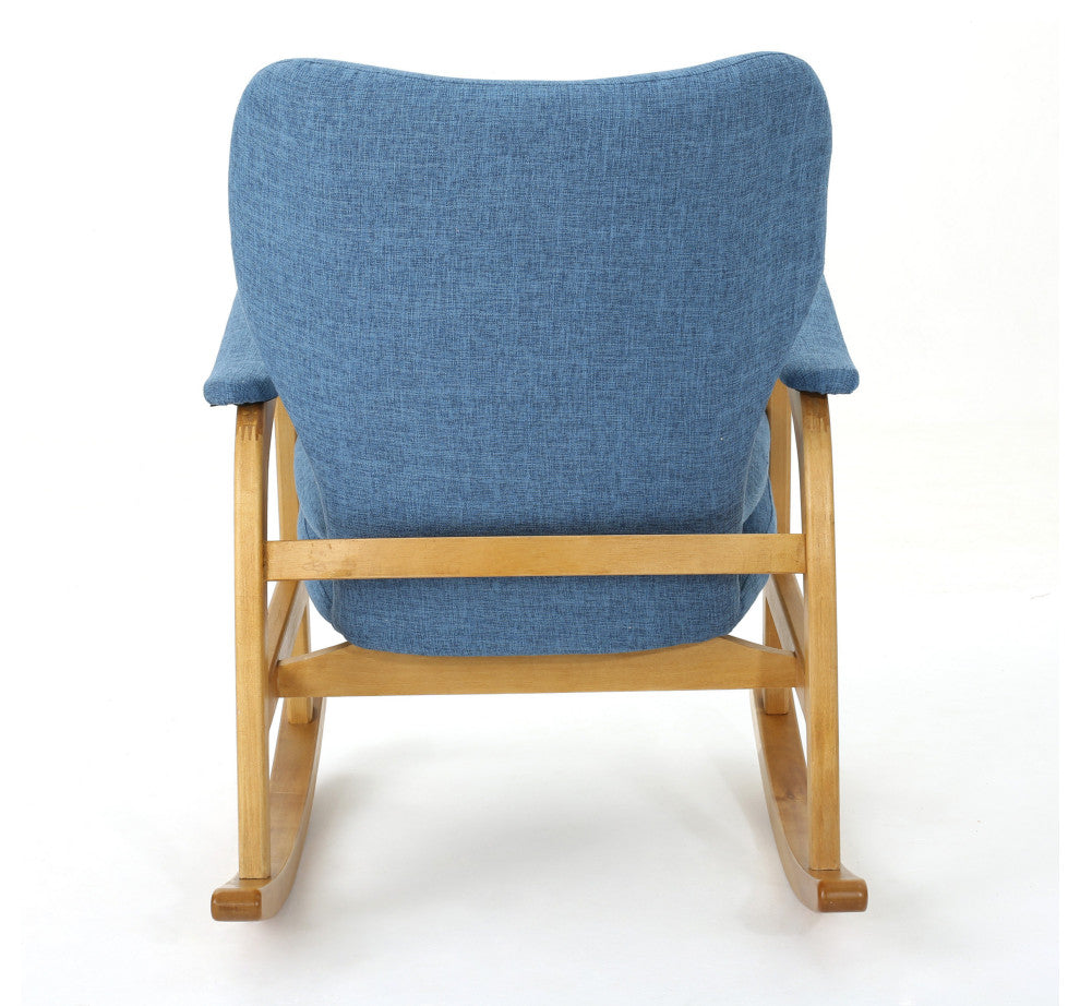 GDF Studio Bethany Mid Century Fabric Rocking Chair, Muted Blue