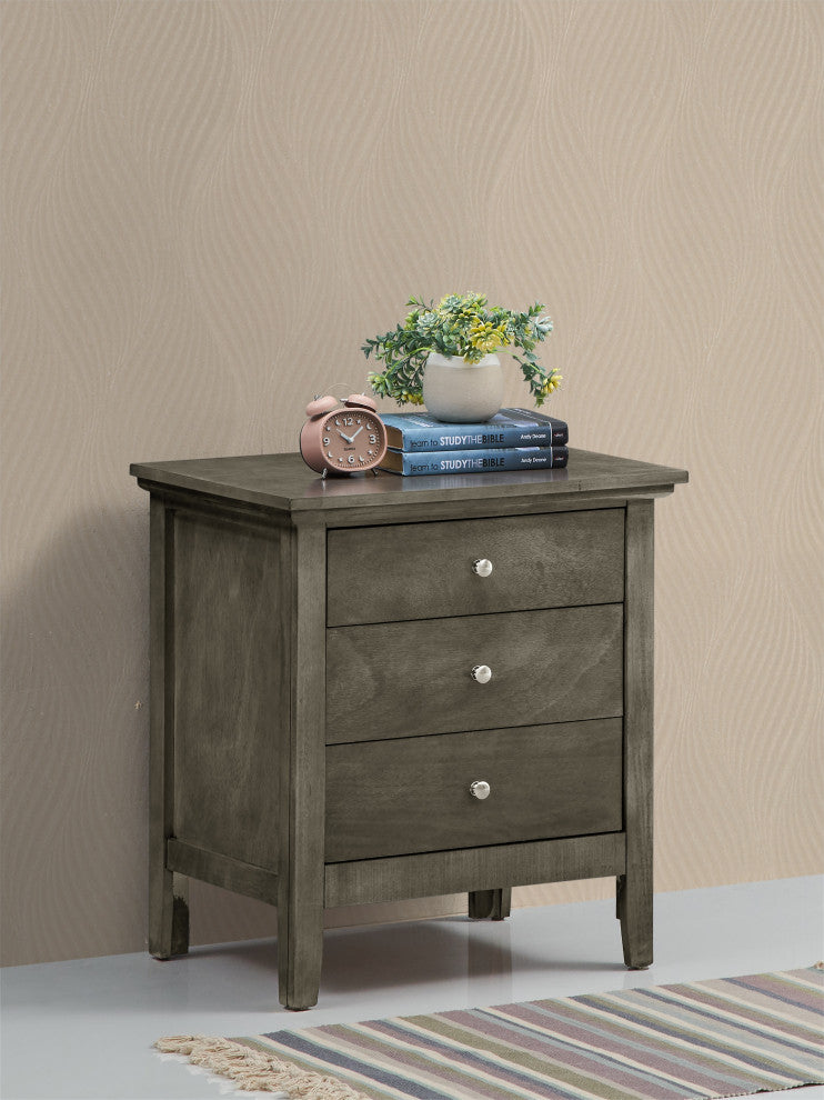 Hammond 3-Drawer Nightstand (26 in. H x 24 in. W x 18 in. D), Gray