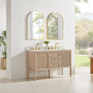 Blaise Bathroom Vanity, Light  Oak, 54" Double, No Mirror