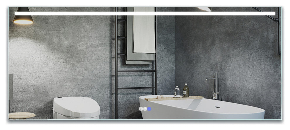 Rectangular Frameless Anti-fog Bathroom LED Mirror, 72x30