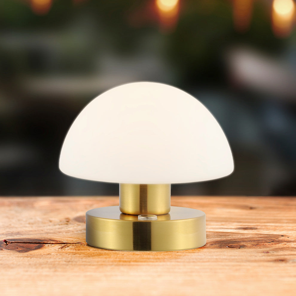 Zoe 5.75" Bohemian Farmhouse Iron Rechargeable Integrated LED Table Lamp, Gold