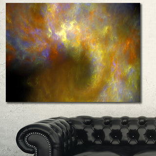 Blur Yellow Sky with Stars, Oversized Abstract Canvas Art Print, 60x40