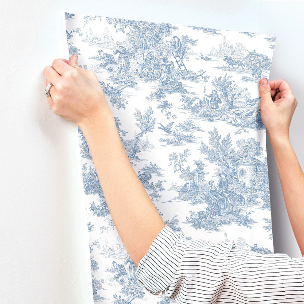 Campagne Toile Blue and White Wallpaper