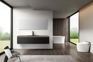 OSLO Wall Mount Modern Bathroom Vanity, Matte Black, 60"