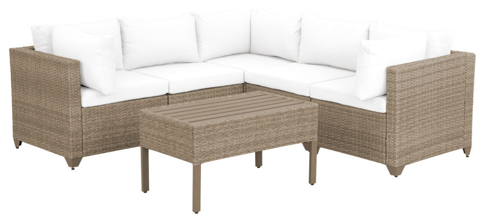 Maui 6-Piece Outdoor Conversation Set, Coffee Table, Linen White