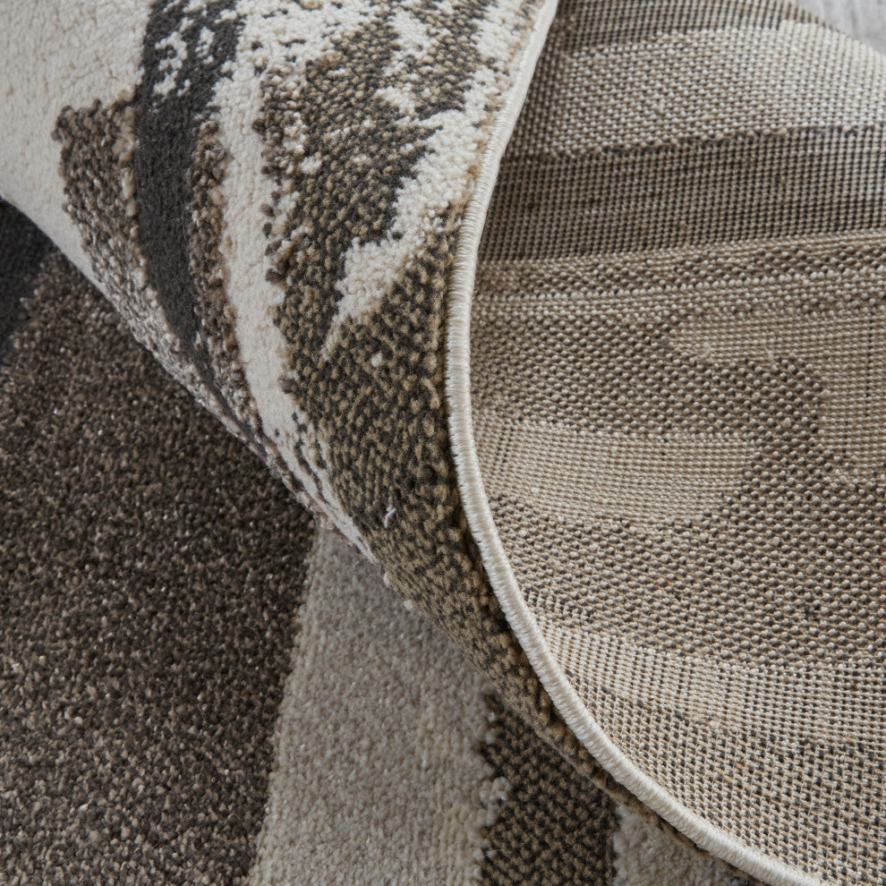 Weave & Wander Kayden Streak/Painterly Rug, Brown/Ivory, Rug, Brown, 6'-7" X 9'-