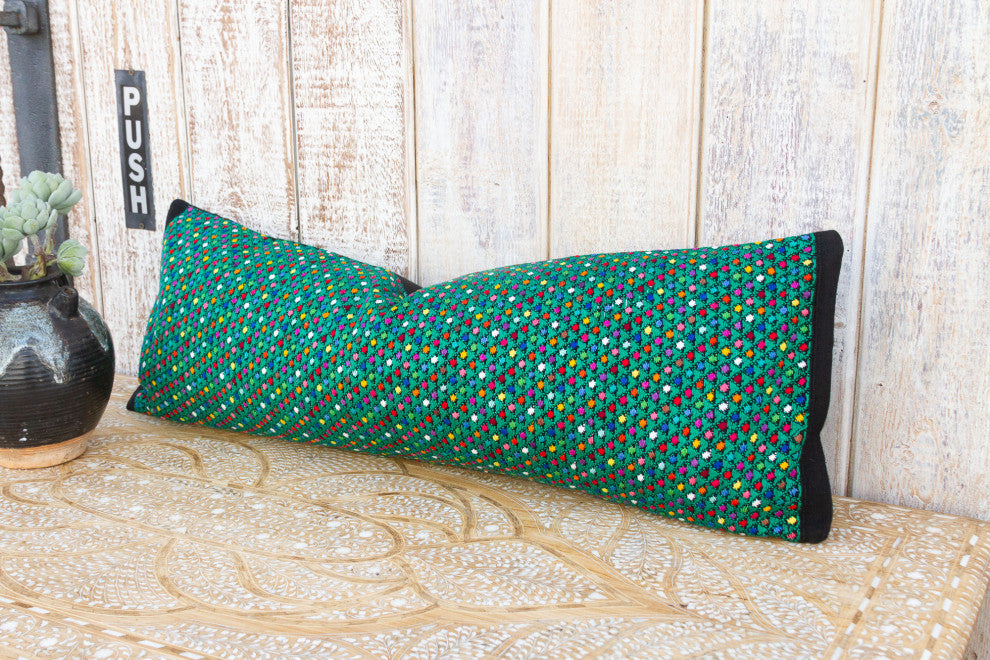 Long Vintage Mayan Brocade Akna Pillow