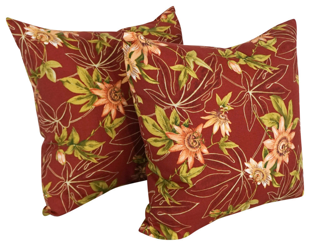Outdoor Patterned Spun Polyester 25" Jumbo Throw Pillows, Set of 2, Passion Ruby