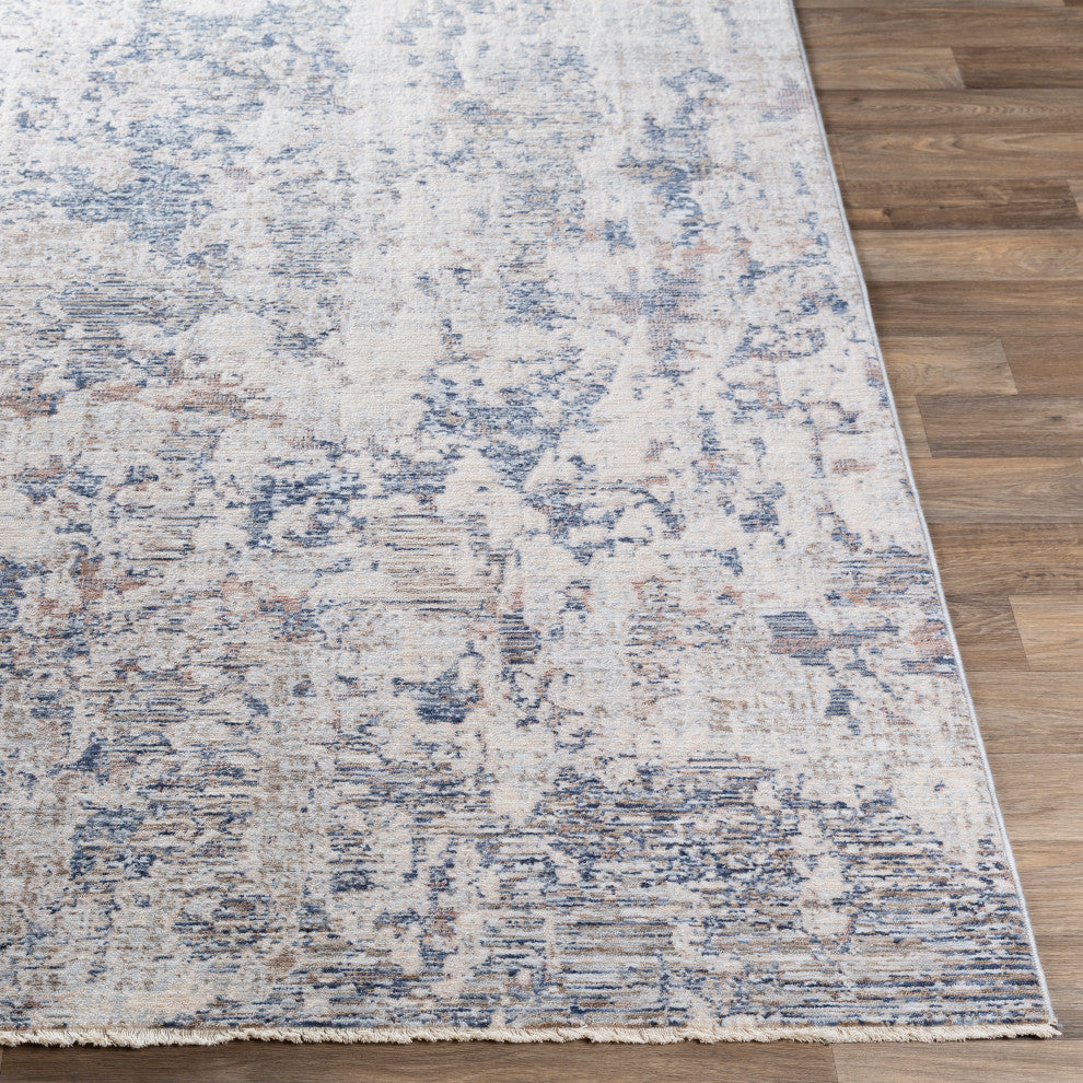 Surya Palazzo PZL-2301 3'3"x8' Rug, Navy/Denim/Pale Blue/Taupe/Cream/White/Blush