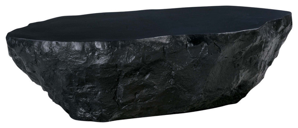 Rock Coffee Table, Modern Concrete Cocktail Table 56", Black