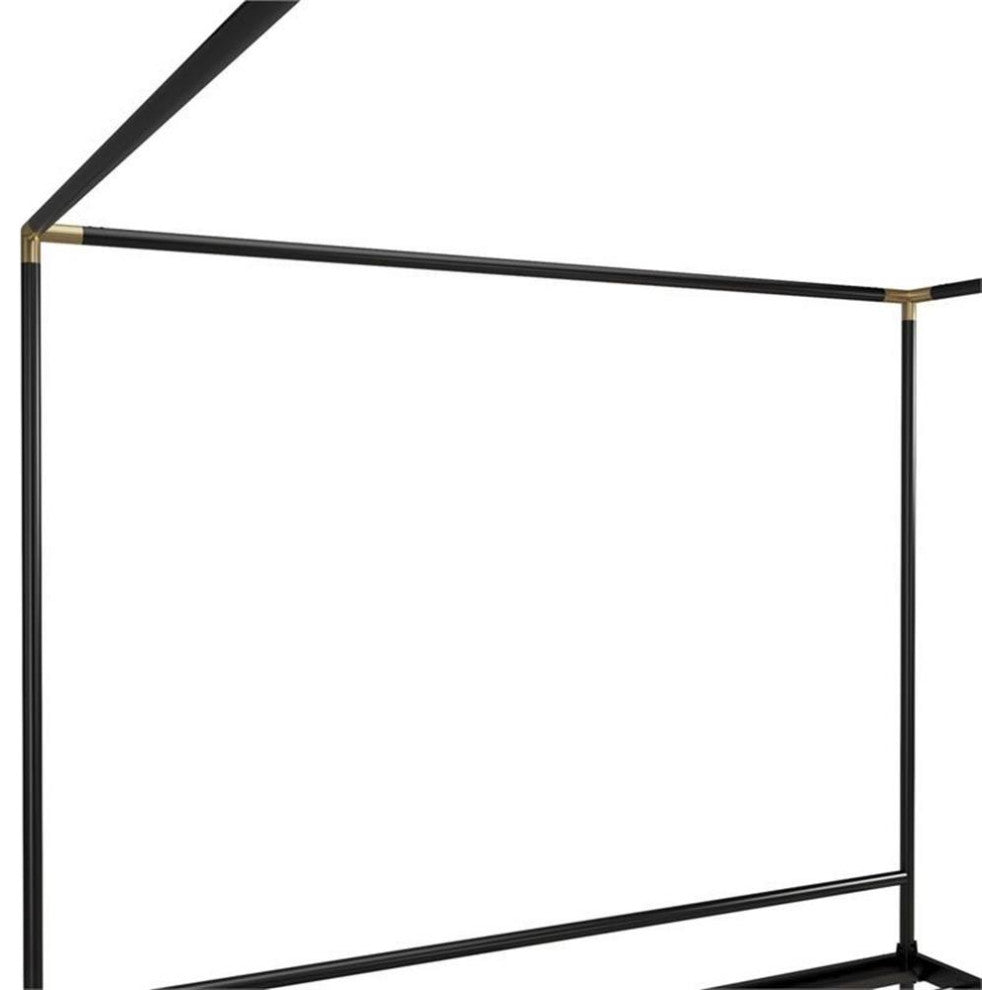 CosmoLiving Celeste Canopy Metal Bed King Size Frame in Black/Gold