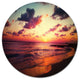 Sea Sunset Landscape View, Seashore Round Metal Wall Art, 36"