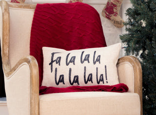 Fa LaLaLaLa Embroidered Pillow, 12"x20"