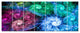 Multi Color Bright Exotic Flowers, Abstract Wall Art Canvas, 83"x32", 7 Panels