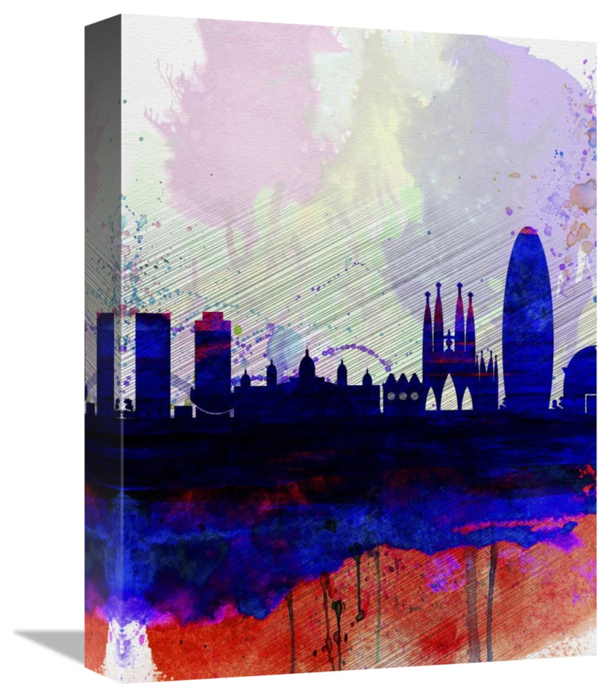 "Barcelona Watercolor Skyline 2" Fine Art Print