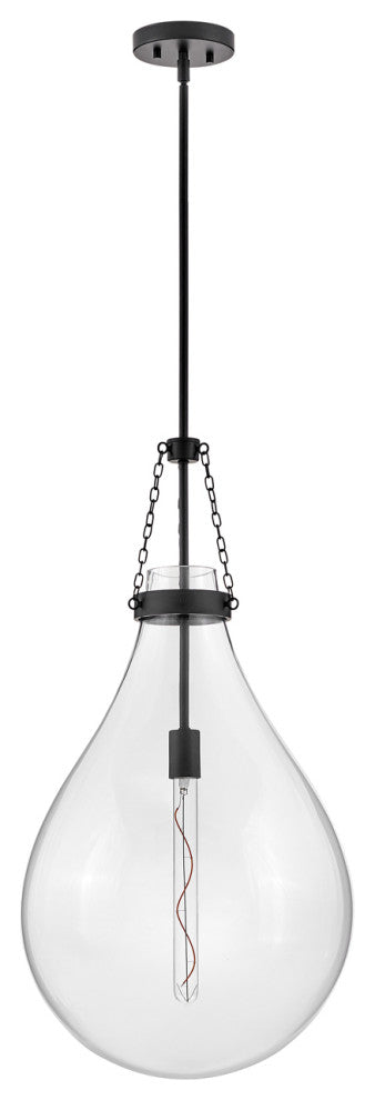 Hinkley Eloise 31.25" Large Pendant Light, Black + Clear Glass