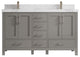 Malibu 60 Double Sink Bathroom Vanity in Elephant Skin Gray 2" Calacatta Nuvo