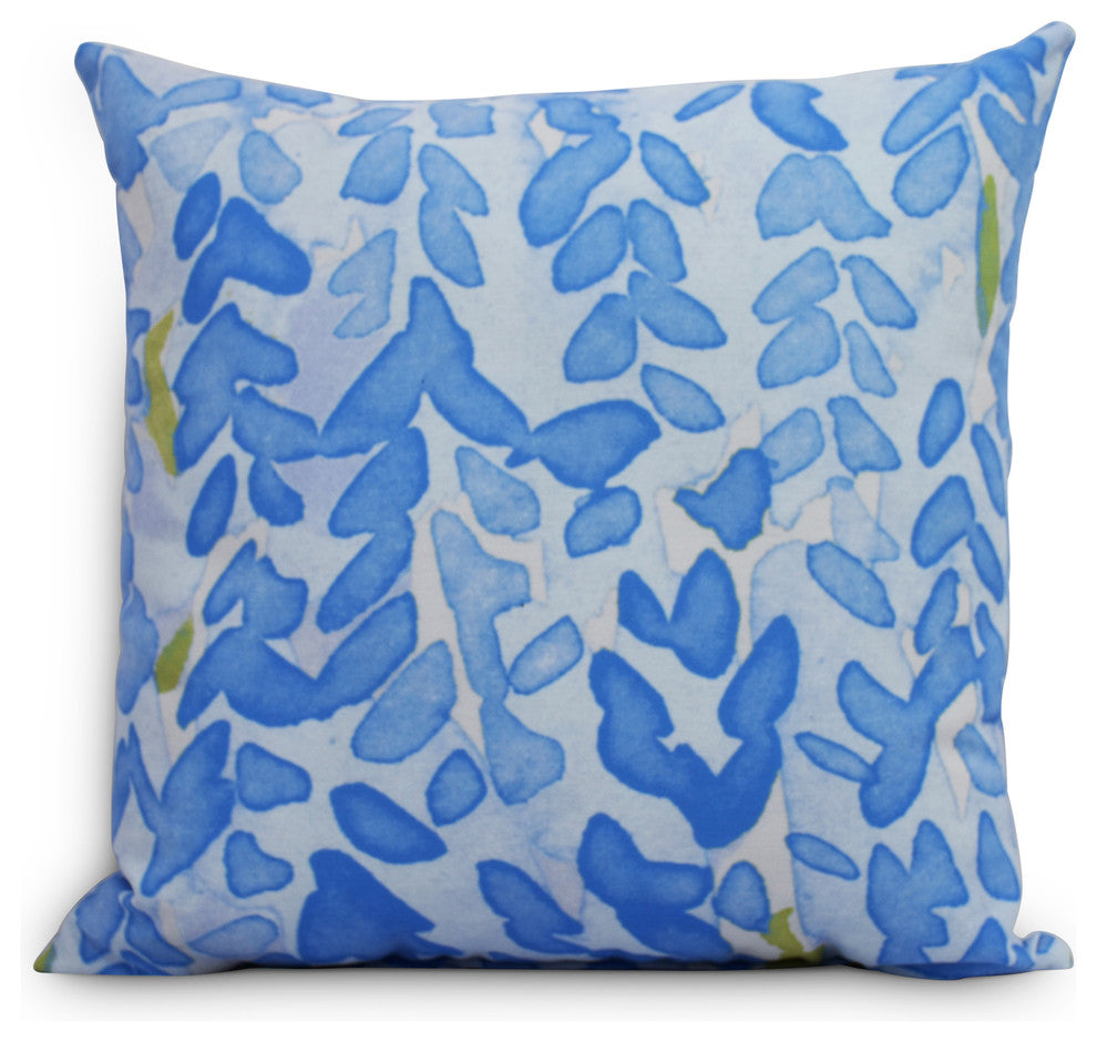 Flower Bell Decorative Floral Throw Pillow, Blue, 18"